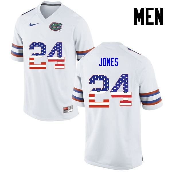 NCAA Florida Gators Matt Jones Men's #24 USA Flag Fashion Nike White Stitched Authentic College Football Jersey BJF6564DR